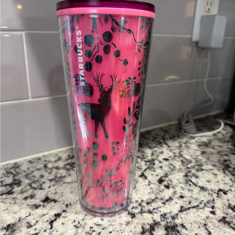 Starbucks Pink Floral Deer Tumbler